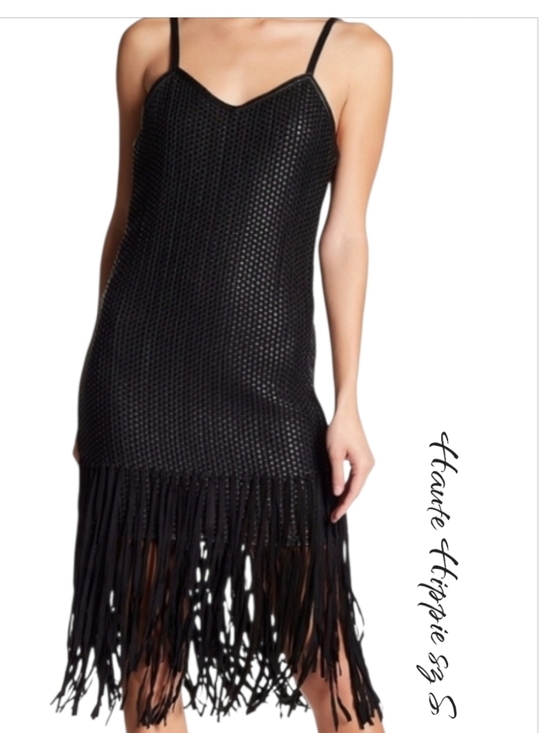 Haute Hippie Dresses & Skirts - Haute Hippie Black Fringe Knit Midi Slip Dress